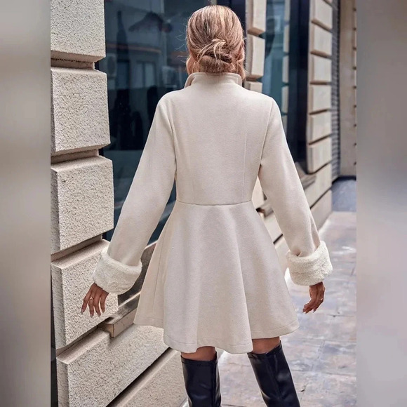 Waterfall Neck Double Button Overcoat - Picture 3 of 7